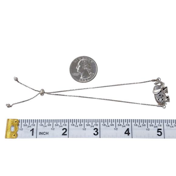Estate Sterling Silver 925 Elephant Bolo Bracelet Adjustable to 10” - Picture 6 of 8